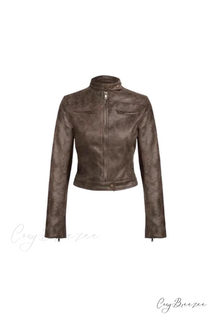 Bella Elegant Moto Jacket S / Chocolate