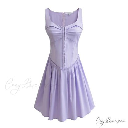 BELLATRIX Elegant MINI DRESS Light Purple / S
