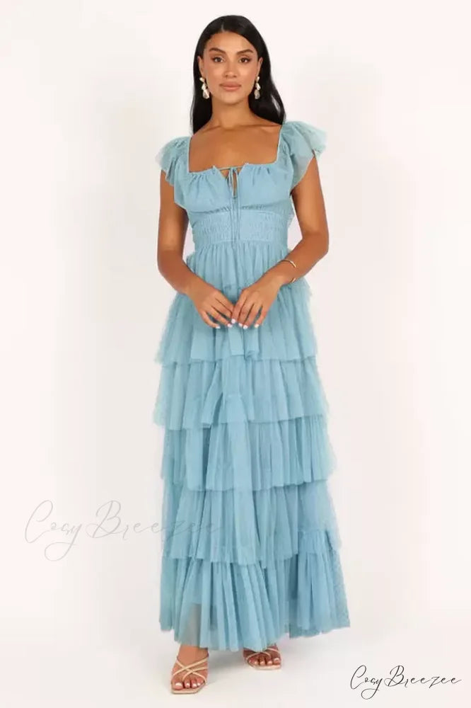 Belle Elegant Maxi Dress S / Blue