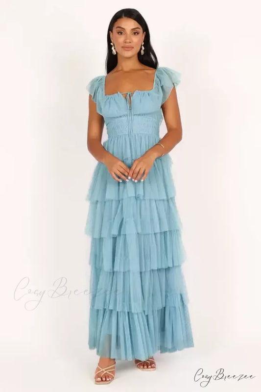 Belle Elegant Maxi Dress S / Blue