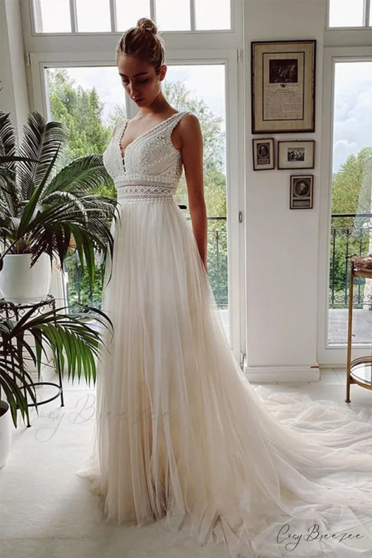 Belong With You Trendy White Lace Tulle Gown Ivory / 2