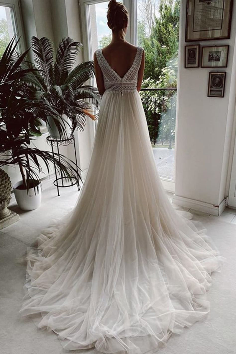 Belong With You Trendy White Lace Tulle Gown