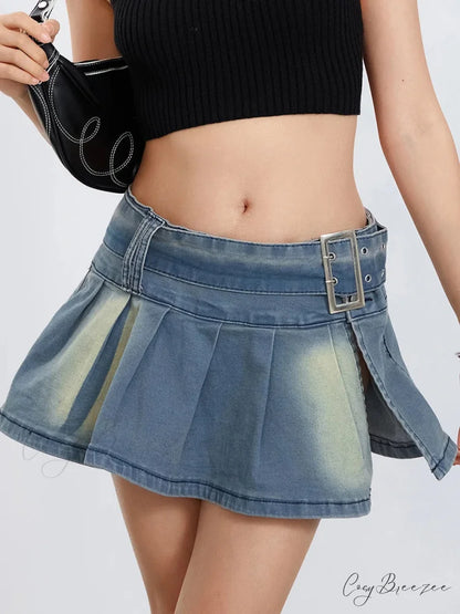 Belted Folded A-Line Skirt skirts-250223