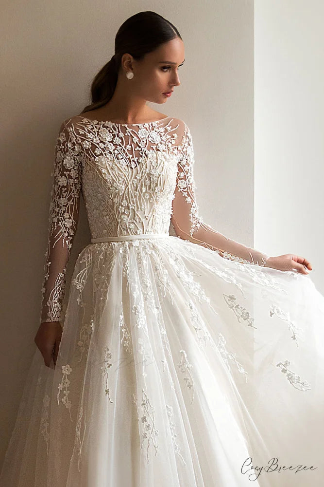Bennett Long Graceful Sleeve Wedding Dress