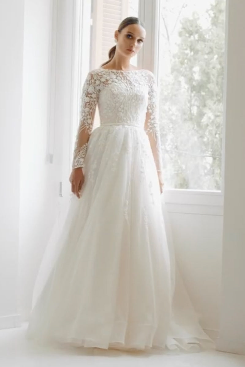 Bennett Long Graceful Sleeve Wedding Dress