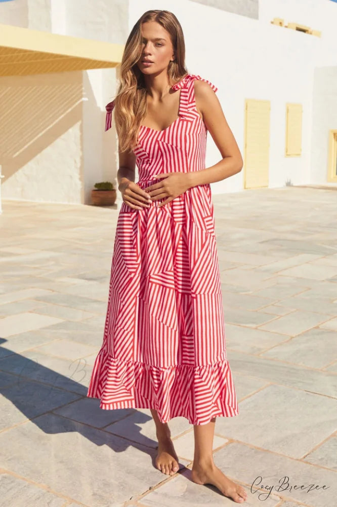 Bessie Elegant Tie Dress S / Red