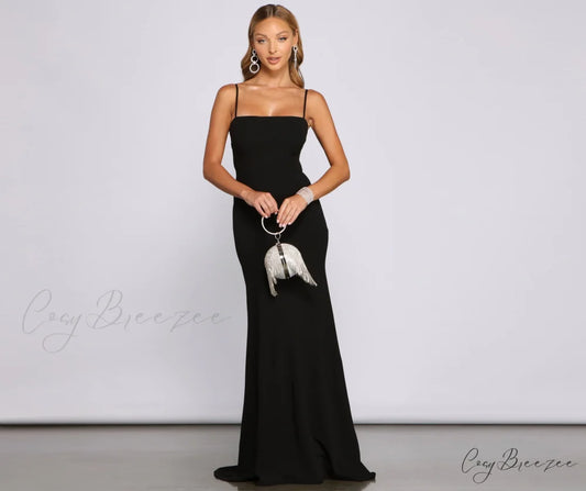 Bette Formal Open Charming Back Crepe Dress BLACK / XS