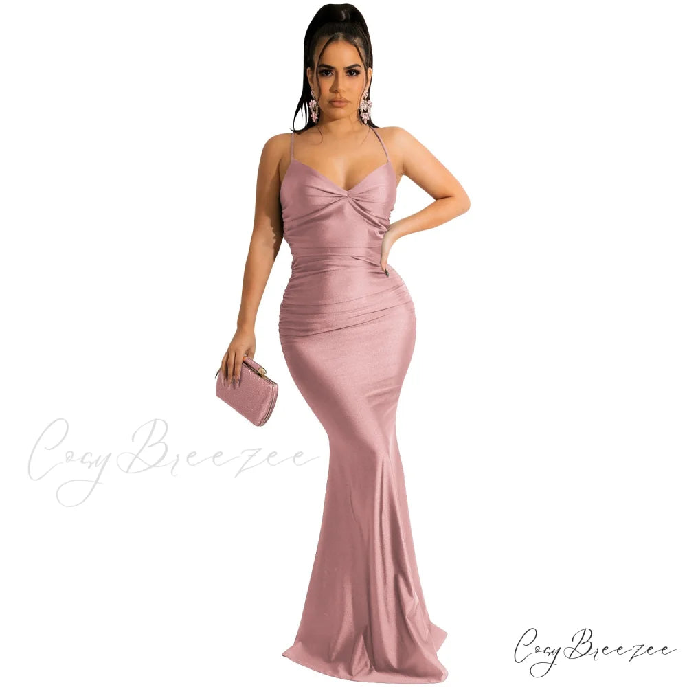 Bianca Ruched Stylish Mermaid Formal Dress pink / S