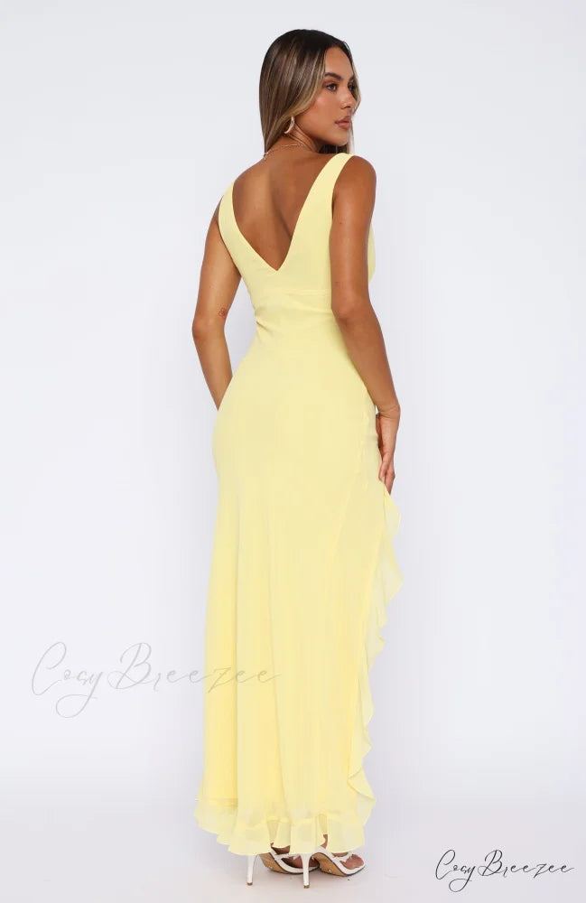 Bianca Slit Stylish Maxi Ruffled Dress