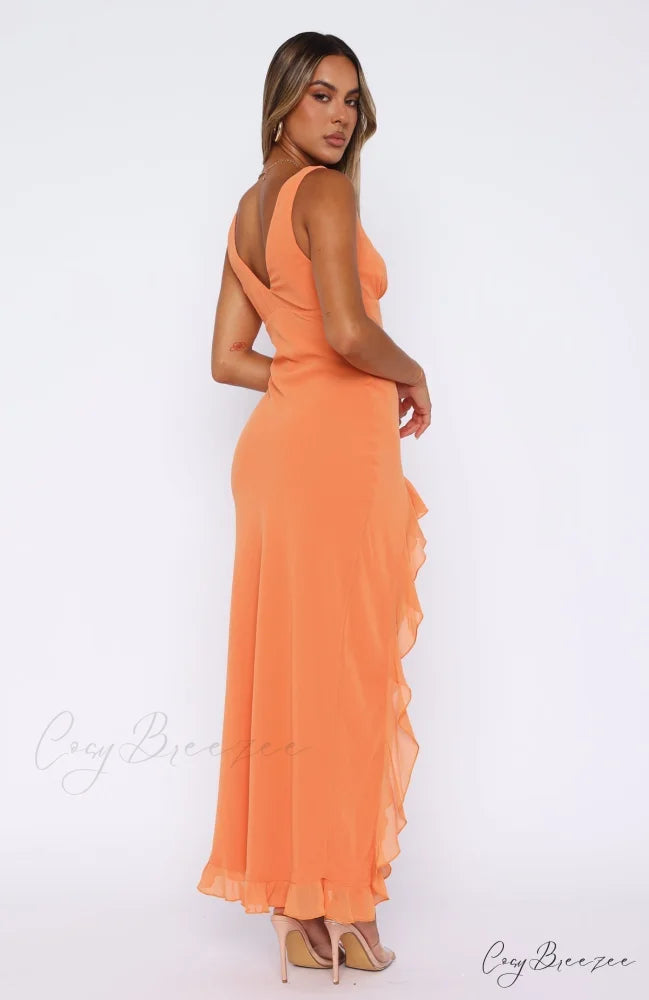Bianca Slit Stylish Maxi Ruffled Dress