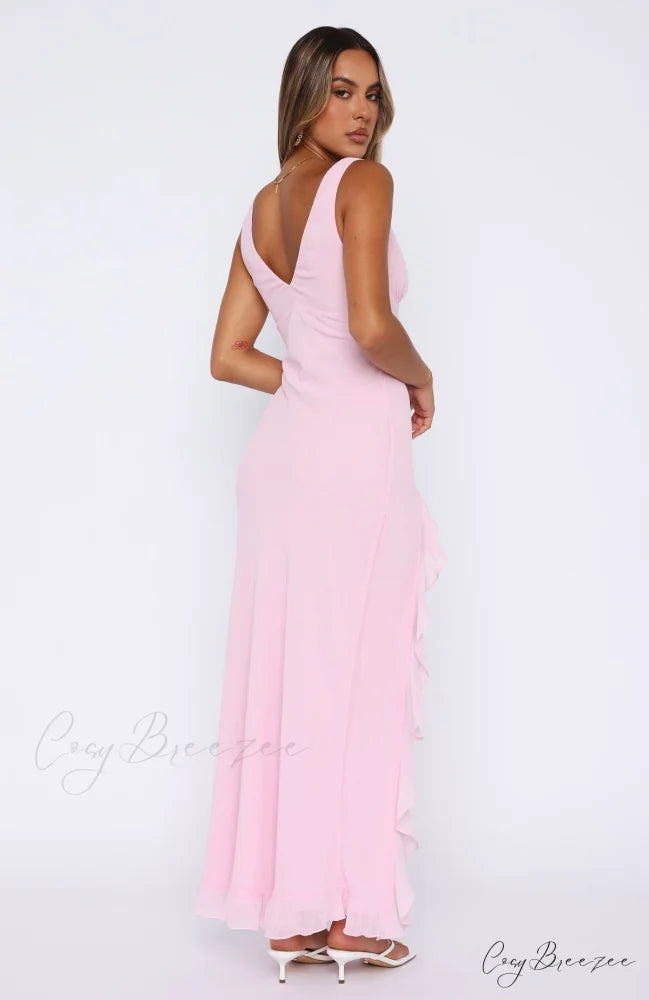 Bianca Slit Stylish Maxi Ruffled Dress