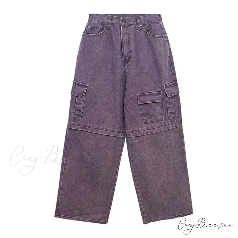 Big Size Cargo Halloween Pants PURPLE / S