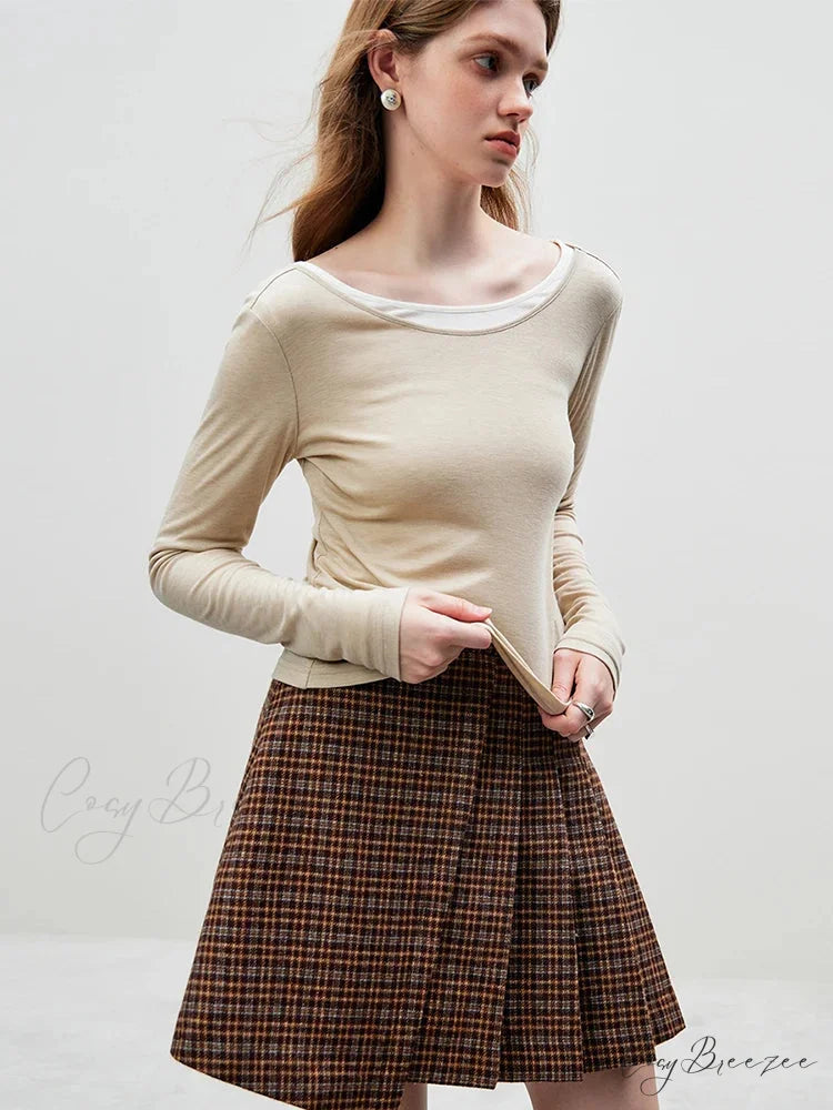 Big U-shaped Collar Slim Simple Basic Sweater swraters-241228