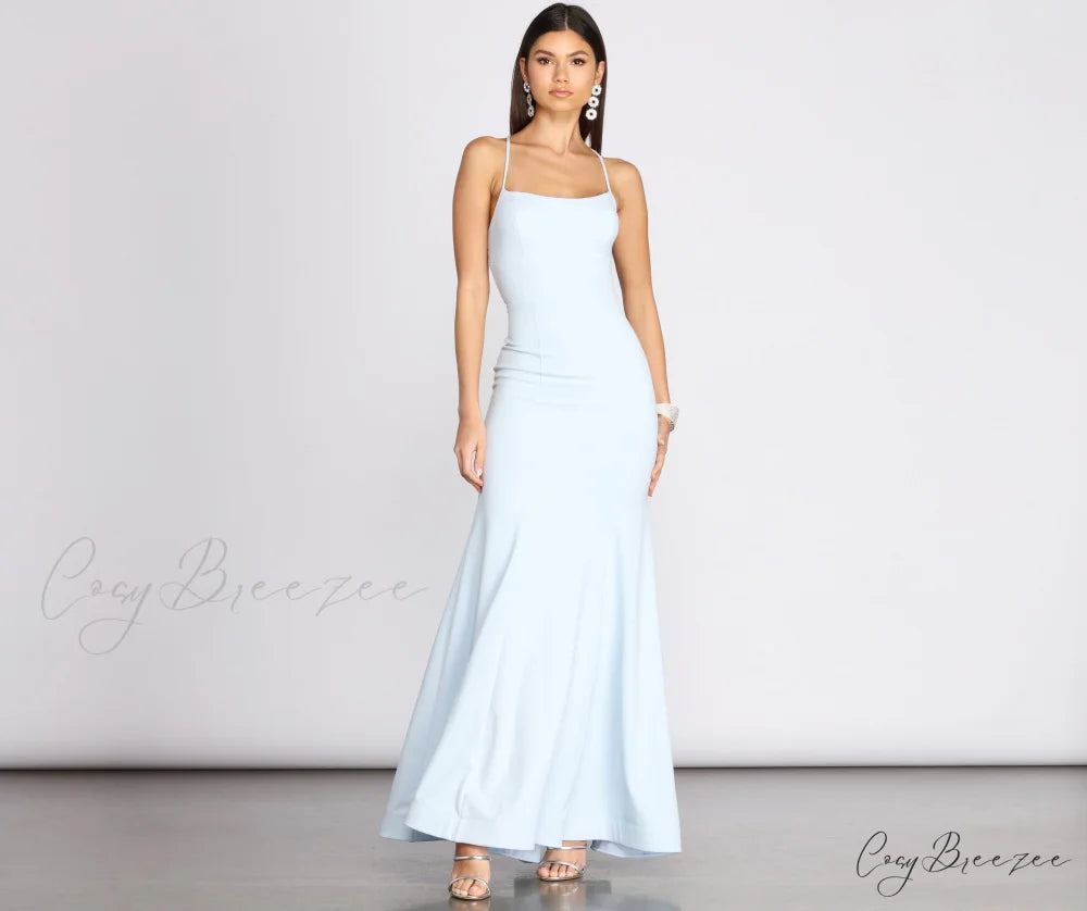 Billie Crepe Lace Charming Up Mermaid Gown LIGHT BLUE / 1