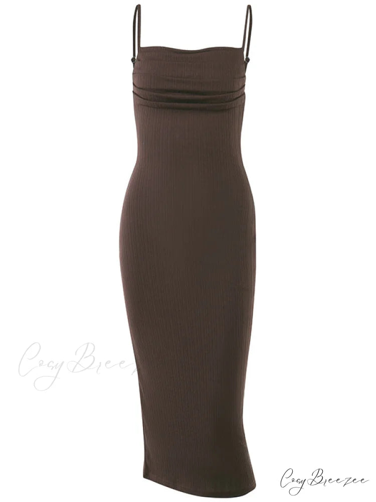 Black Backless Bodycon Dress L / Black