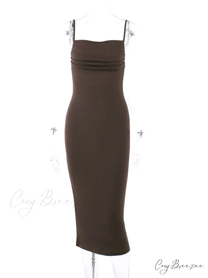 Black Backless Bodycon Dress M / Black