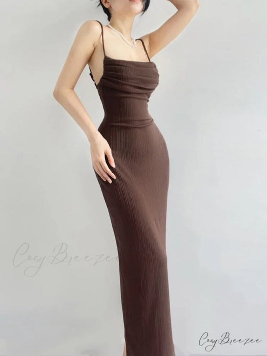 Black Backless Bodycon Dress S / Black