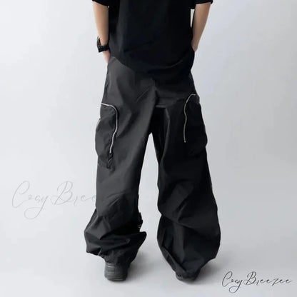 Black Baggy Cargo Streetwear Pants pants-241228