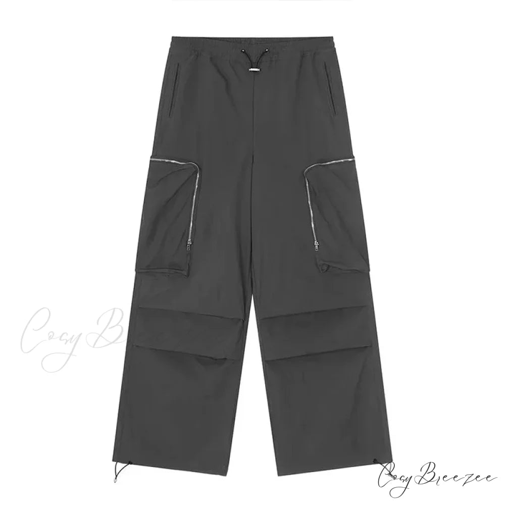 Black Baggy Cargo Streetwear Pants pants-241228