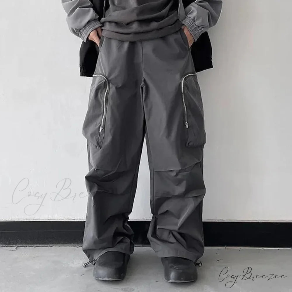 Black Baggy Cargo Streetwear Pants pants-241228