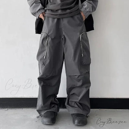 Black Baggy Cargo Streetwear Pants pants-241228