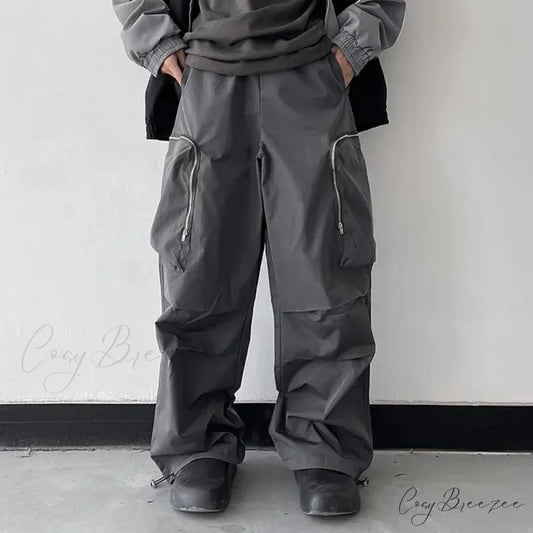 Black Baggy Cargo Streetwear Pants pants-241228