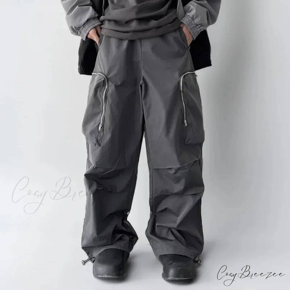 Black Baggy Cargo Streetwear Pants M / Gray pants-241228