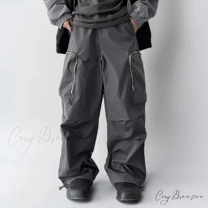 Black Baggy Cargo Streetwear Pants M / Gray pants-241228