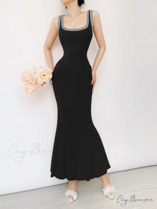 Black Bodycon Dress with Cut Out Detail S / Black