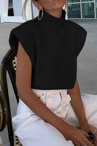 Neck Mock Sleeveless Sweater