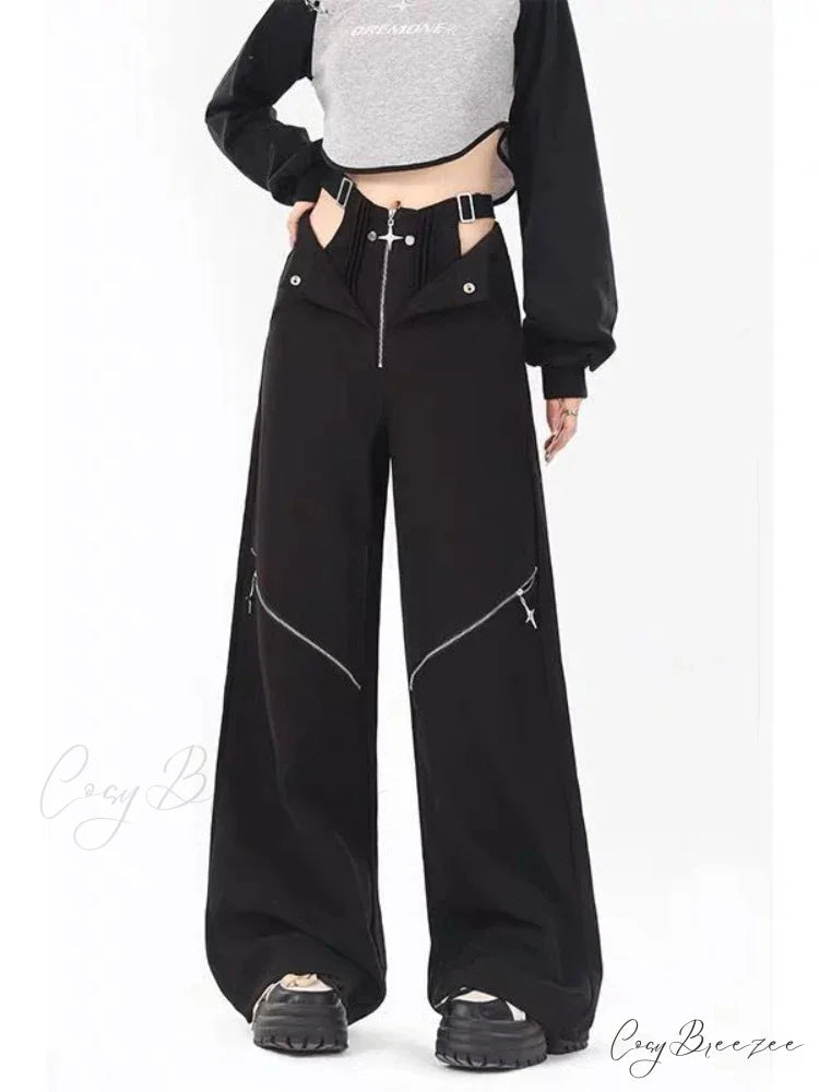 Black Casual Retro Cargo Halloween Pants