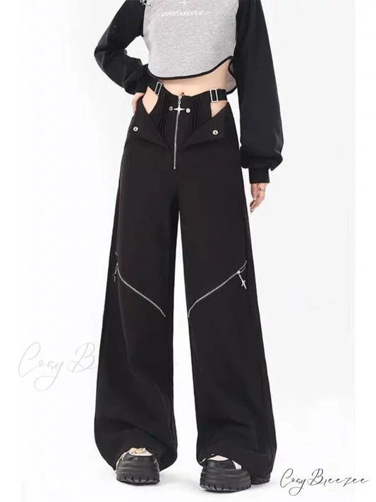 Black Casual Retro Cargo Halloween Pants