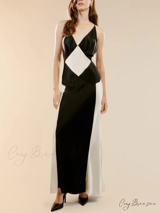 Black Ivory Stylish Contrast Maxi Dress Contrast / S