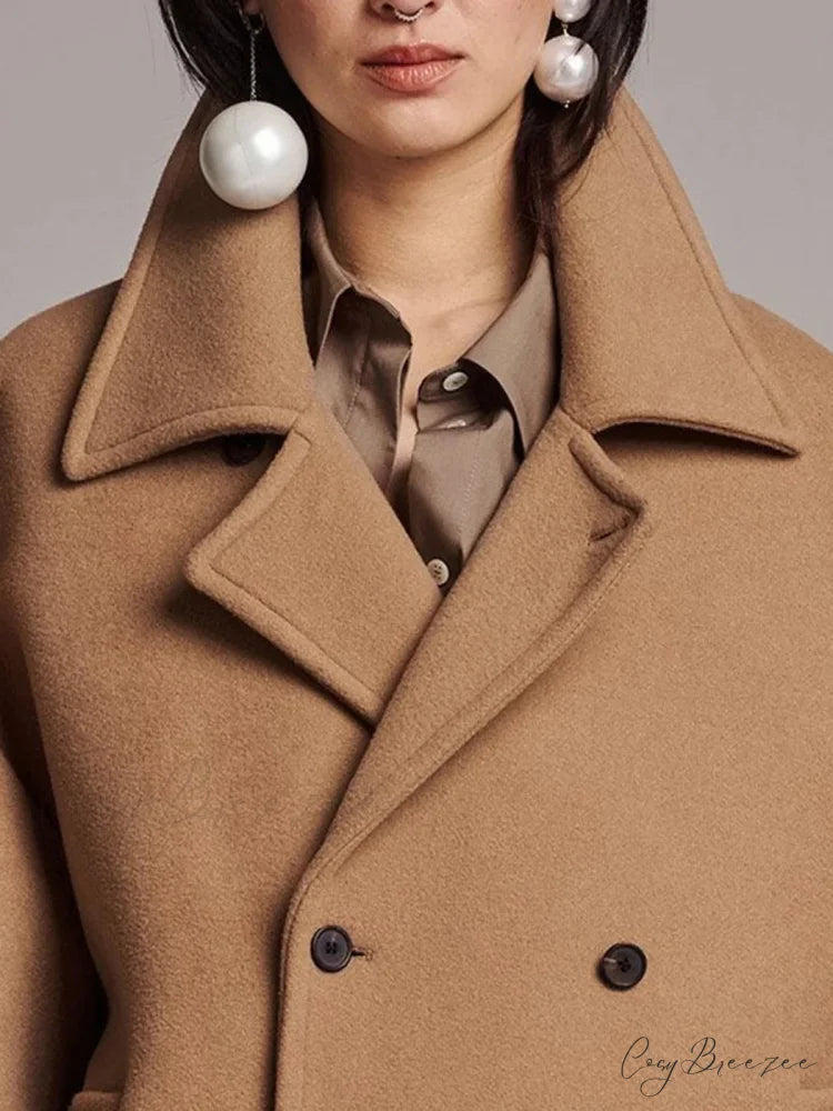 Black Lapel Slim Single-Breasted Coat overcoats-241228
