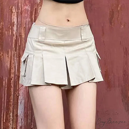 Black Pleated Tennis-Inspired Skirt Khaki / S skirts-250223