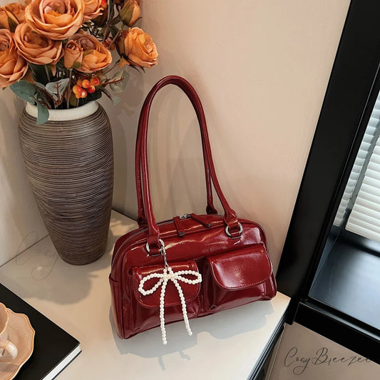 Black PU Leather Casual Bag shoulder-250126