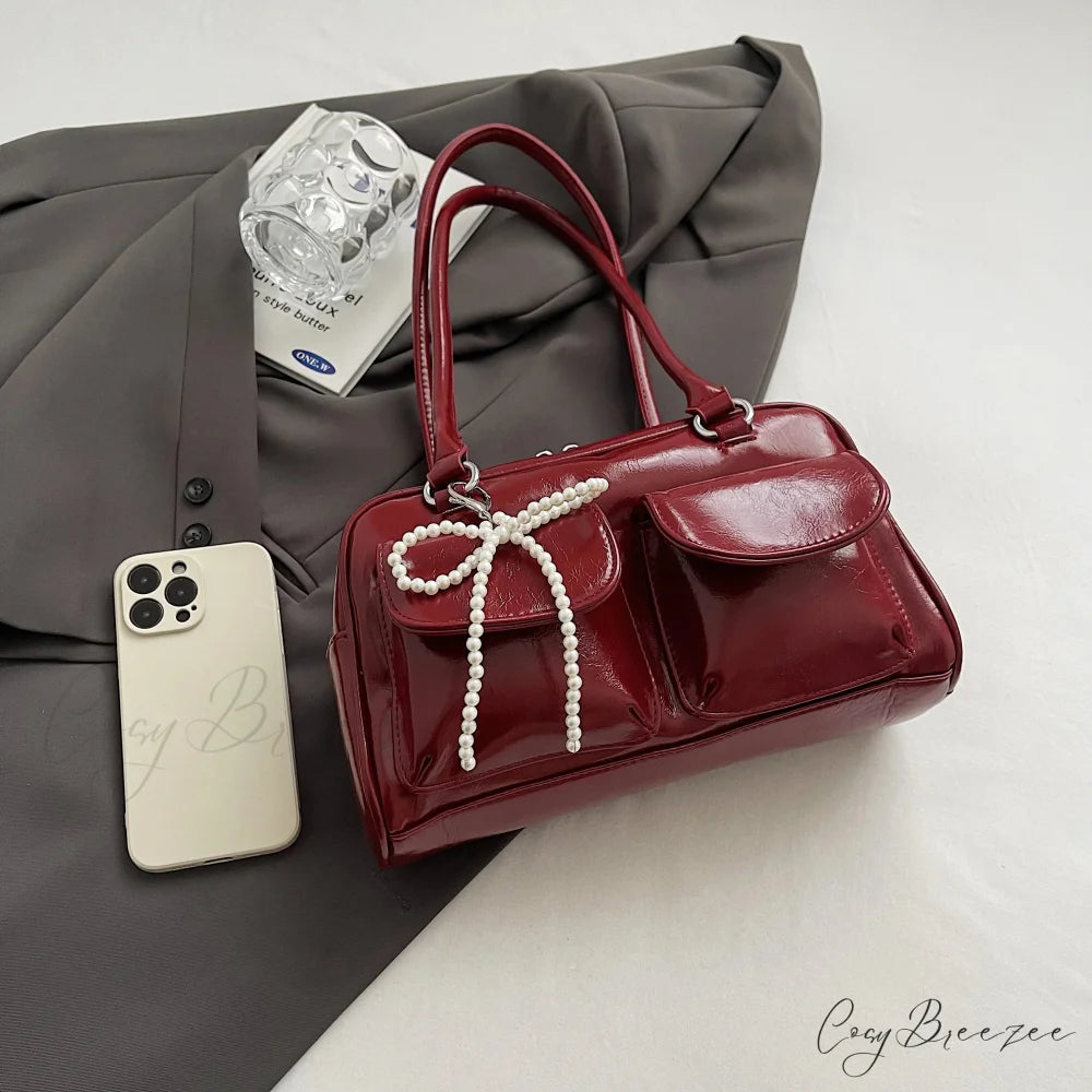Black PU Leather Casual Bag shoulder-250126