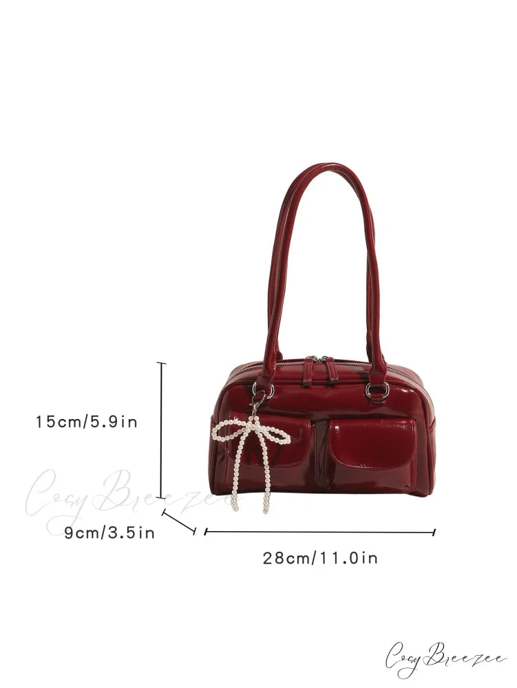 Black PU Leather Casual Bag shoulder-250126