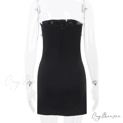Black Tube Lace Charming Patchwork Mini Dress