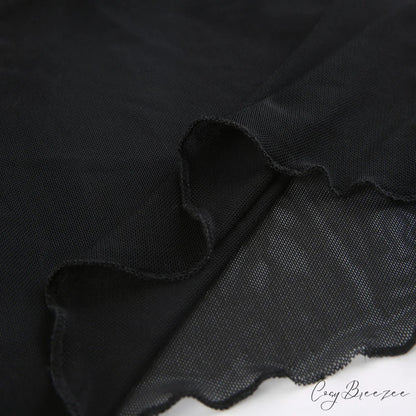 Black - with Mesh T-Shirt Rave Patchwork Sexy Goth Lace Clubwear
