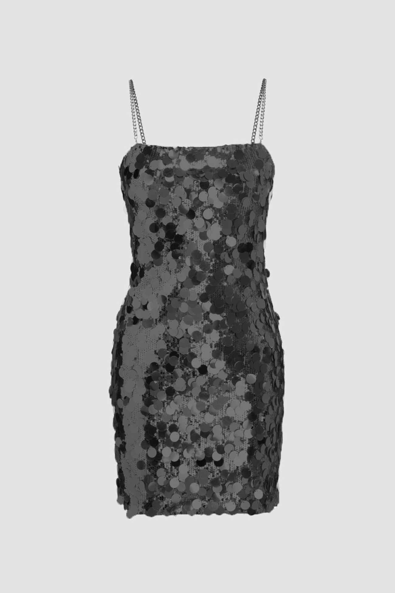 Sequin Sleeveless Chain Mini Dress