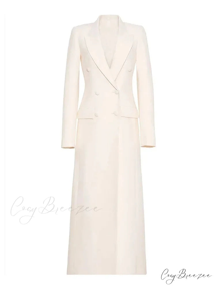 Blazer Notched Collar Double-Breasted Coat overcoats-241228