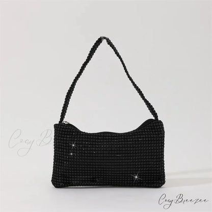 Bling Rhinestone Evening Purse Diamond Shoulder Wedding Party Clutch Black clutchbag-250126