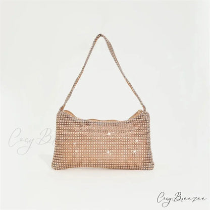 Bling Rhinestone Evening Purse Diamond Shoulder Wedding Party Clutch Champagne clutchbag-250126