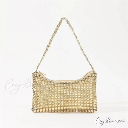 Bling Rhinestone Evening Purse Diamond Shoulder Wedding Party Clutch Gold clutchbag-250126