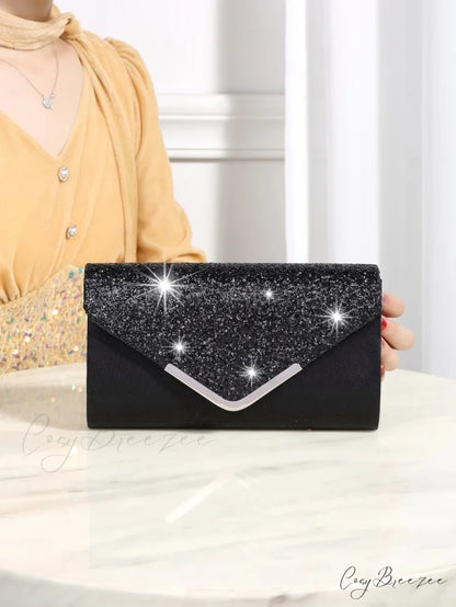 Bling Shiny Elegant Envelope Clutch Black clutchbag-250126