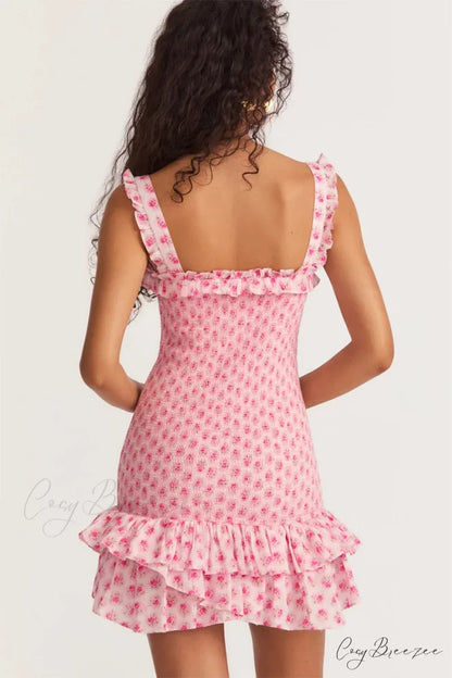 Blissful Pink Graceful Smocked Mini Dress