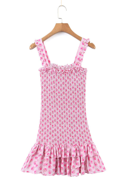 Blissful Pink Graceful Smocked Mini Dress