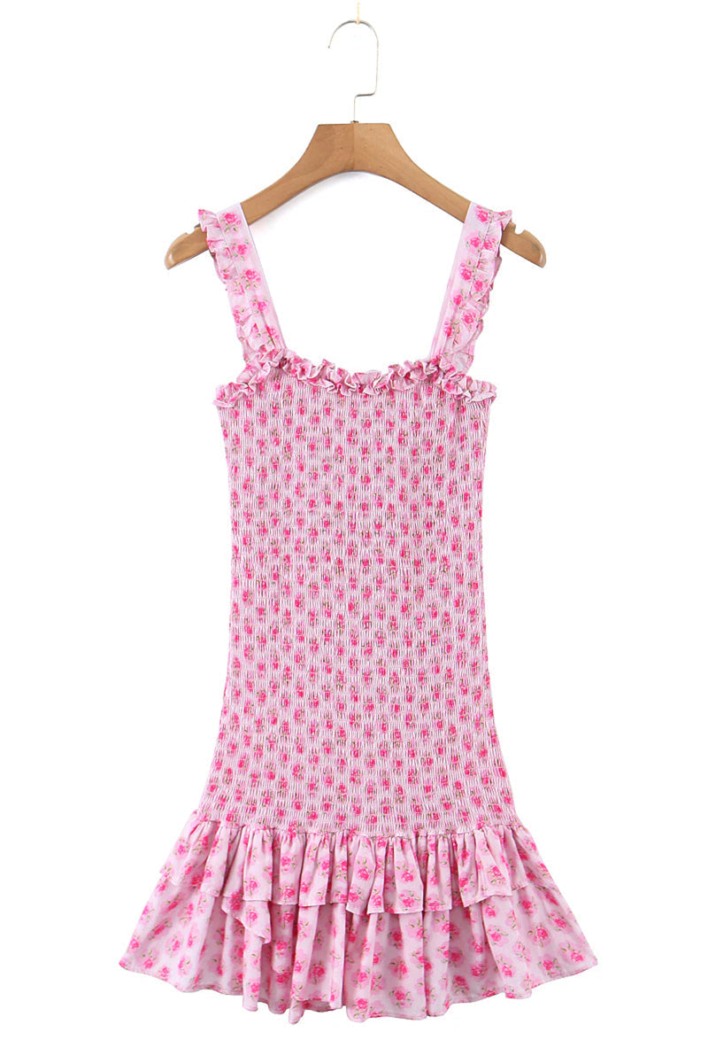 Blissful Pink Graceful Smocked Mini Dress