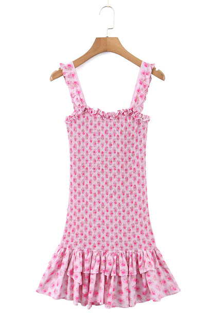 Blissful Pink Graceful Smocked Mini Dress